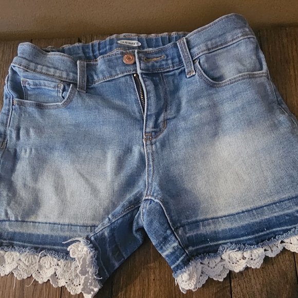 Old Navy Blue Denim Shorts with Frayed Hem - Picture 1 of 3